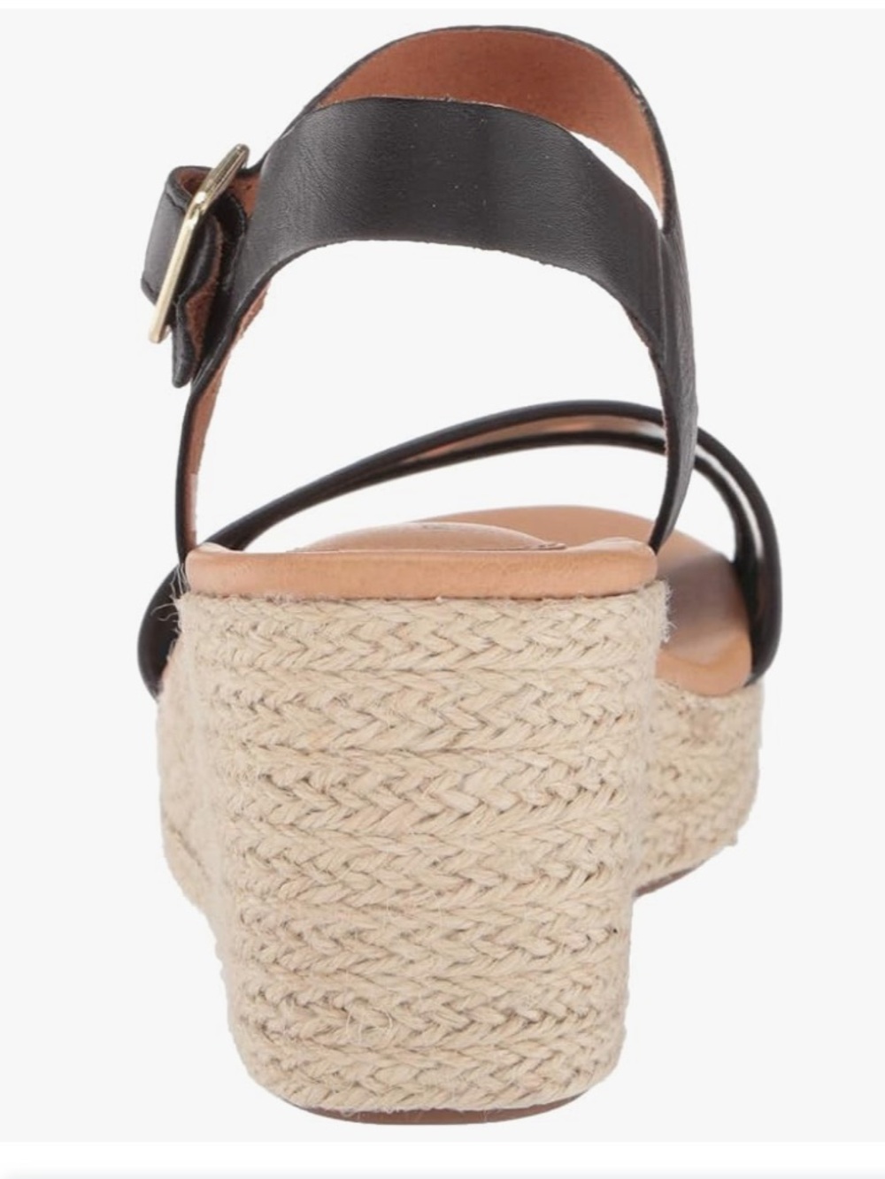 Sale! Rockport Lyla Espadrille Wedges, Black Leather/Tortoise Straps, size 7 - Picture 3 of 14